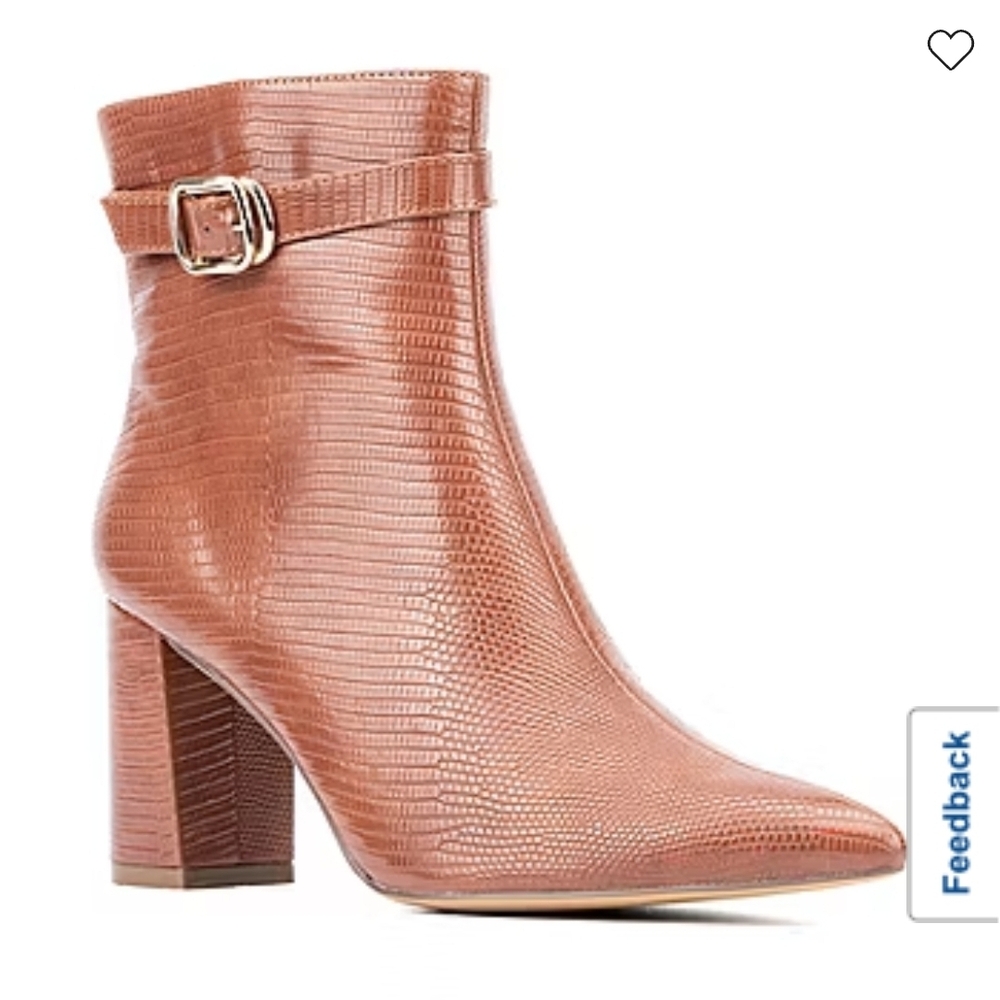 New York & Company Edena Lizard Embossed Pointy Ankle Boots Size 7.5